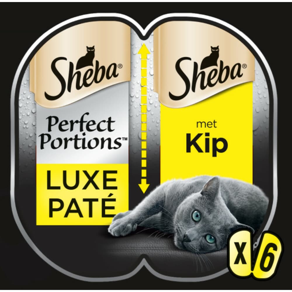 8x Sheba Perfect Portions Adult Kattenvoer Natvoer Luxe Kip Paté 112,5 gr