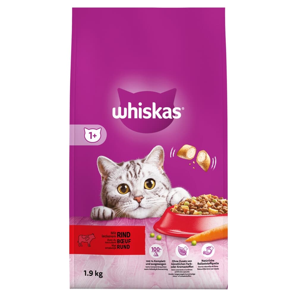Whiskas 1+ Adult Katten Droogvoer Rund 1,9 kg