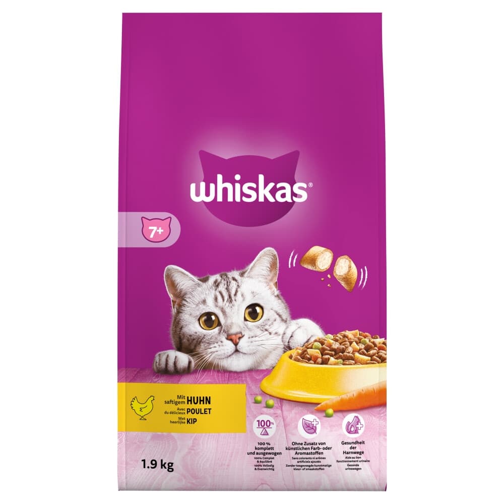 6x Whiskas 7+ Adult Katten Droogvoer Kip 1,9 kg