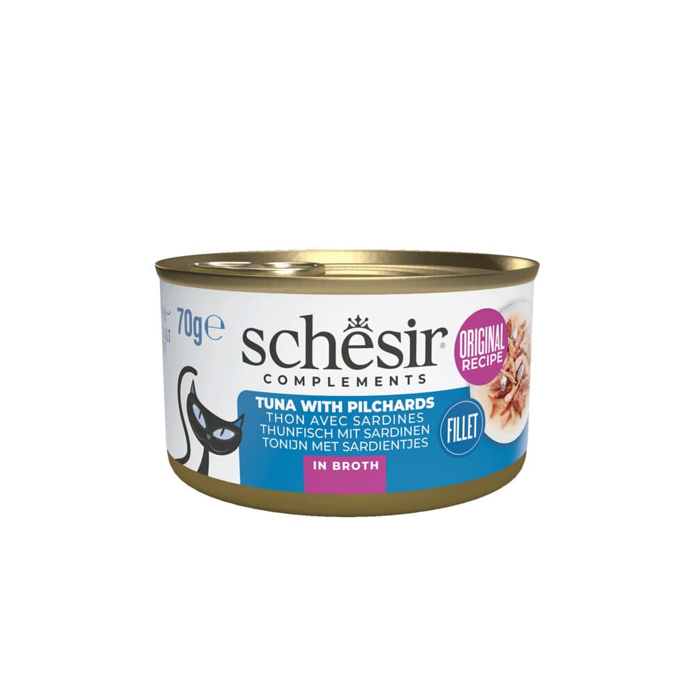 12x Schesir Kattenvoer Gekookte Tonijn en Sardines 70 gr
