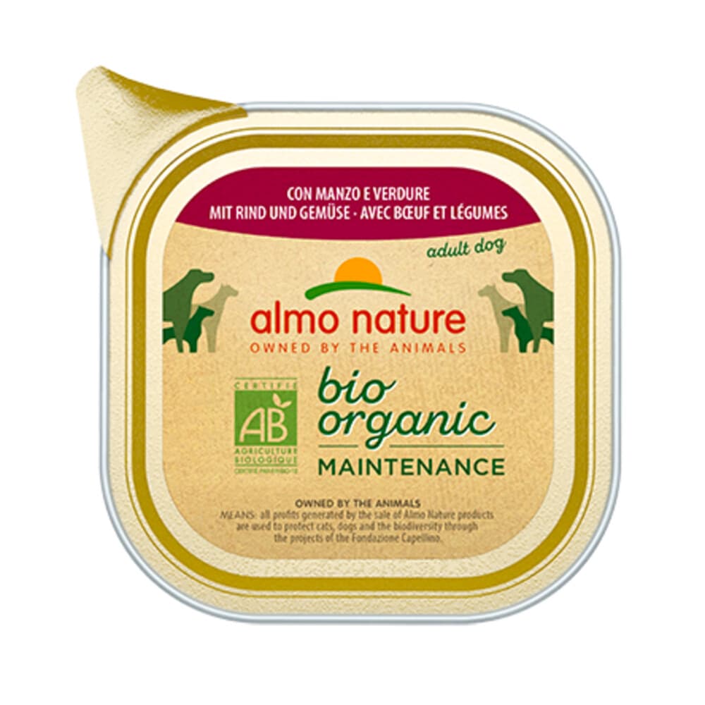 64x Almo Nature Bio Organic Maintenance Hondenvoer Rund&Groenten 100 gr