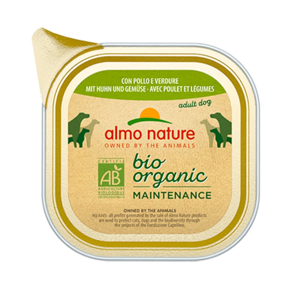 64x Almo Nature Bio Organic Maintenance Hondenvoer Kip&Groenten 100 gr