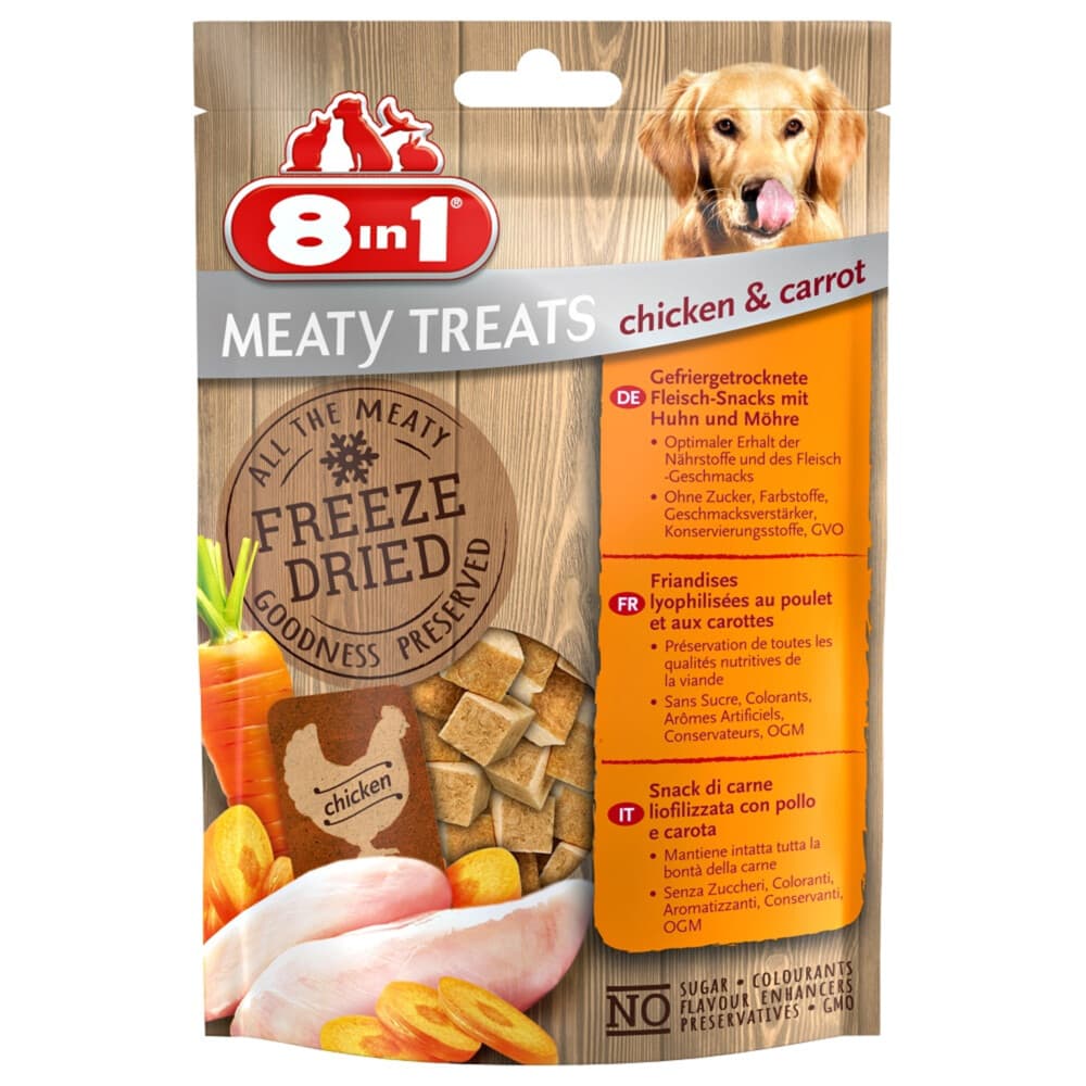 8x 8in1 Meaty Treats Kip en Wortel 50 gr