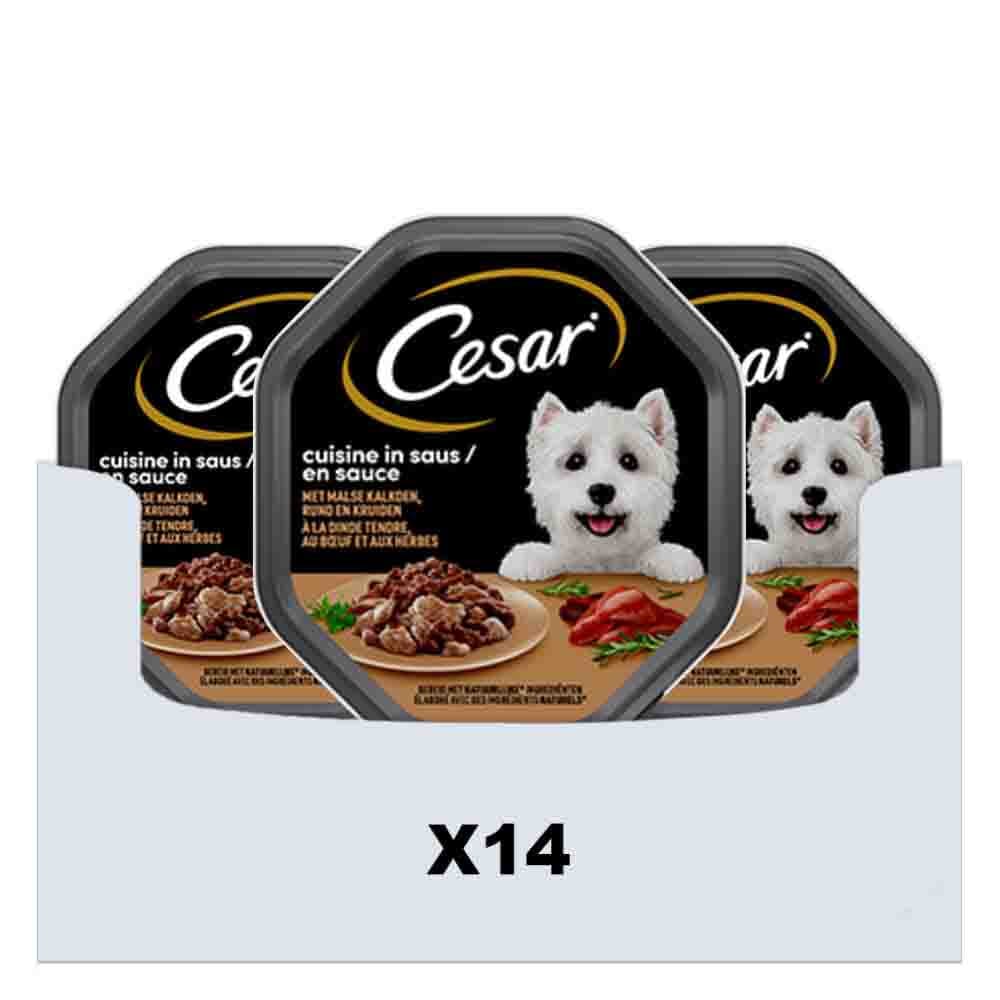 14x Cesar Cuisine in Saus Kuipje Kalkoen en Rund 150 gr