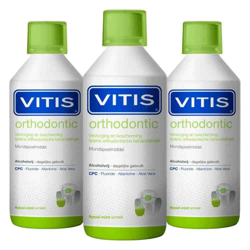 3x Vitis Mondwater Orthodontic 500 ml