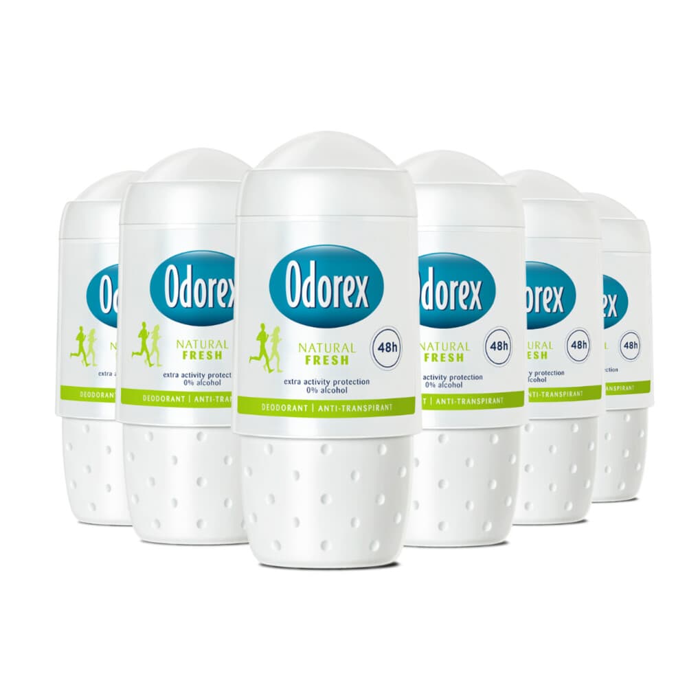 6x Odorex Deodorant Roller Natural Fresh 50 ml