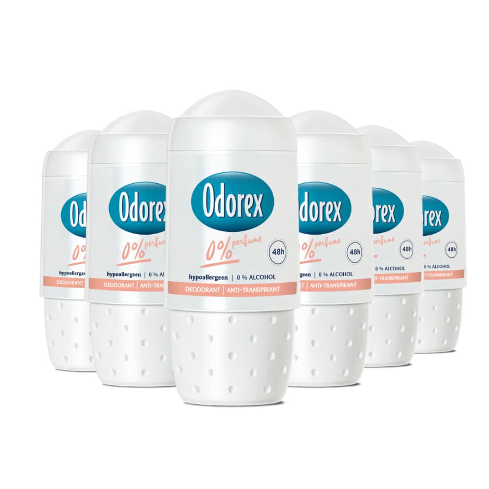 6x Odorex Deodorant Roller 0% 50 ml