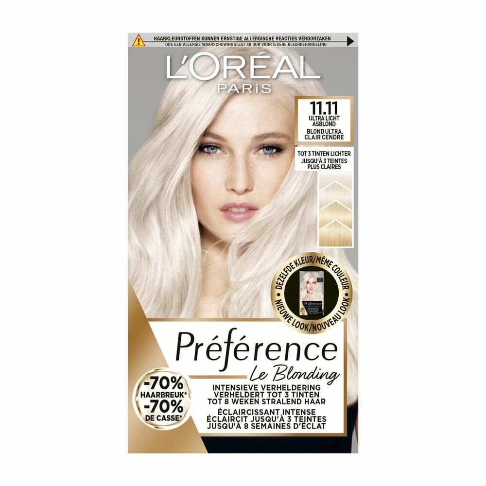 3x L'Oréal Préférence Le Blonding Permanente Haarkleuring 11.11 Helsinki - Ultra Licht Asblond