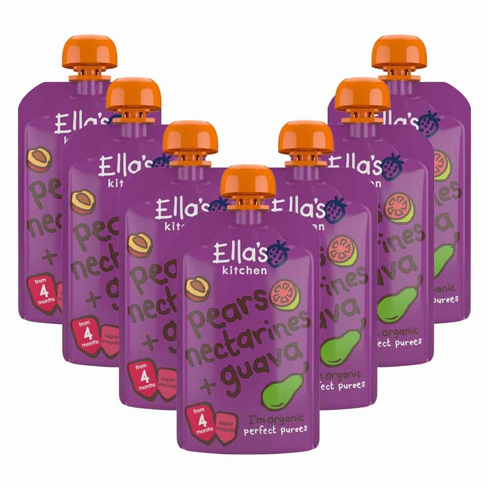 7x Ella's Kitchen Knijpzakje 4+ m Peer Nectarine Guava 120 gr