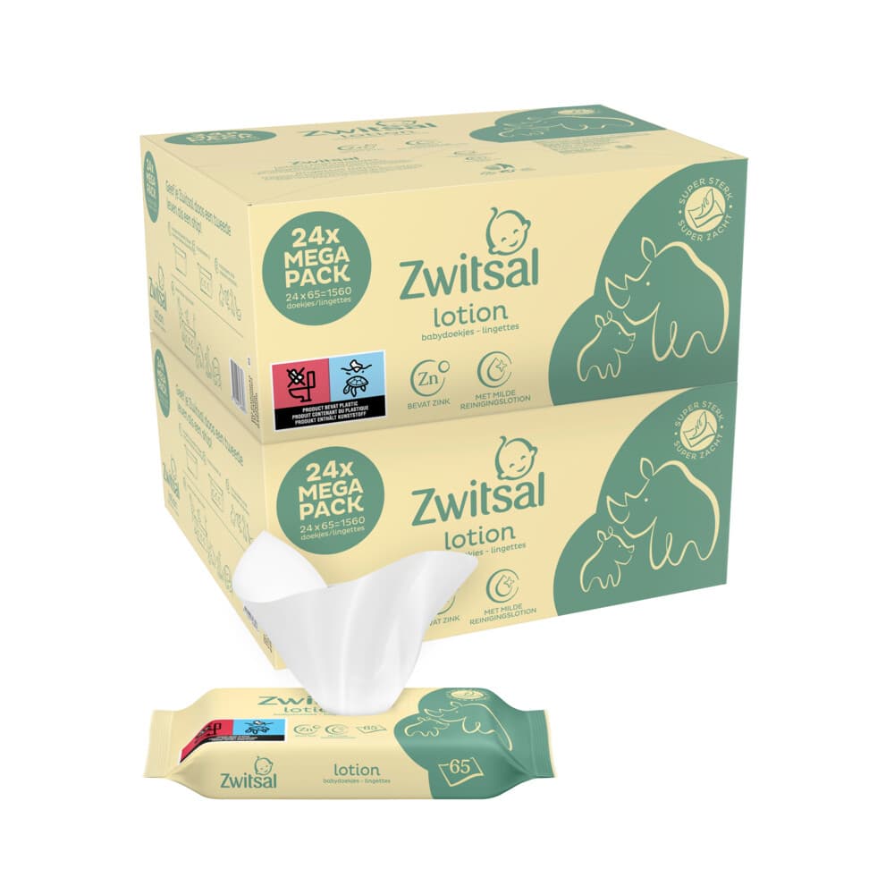 2x Zwitsal Billendoekjes Lotion Voordeelverpakking 24x65= 1560 stuks