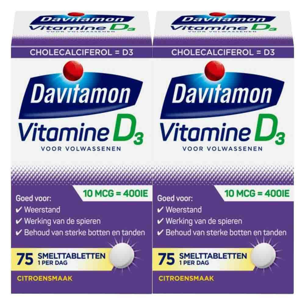 Gratis Verzending: 2x Davitamon Vitamine D Volwassenen 75 smelttabletten