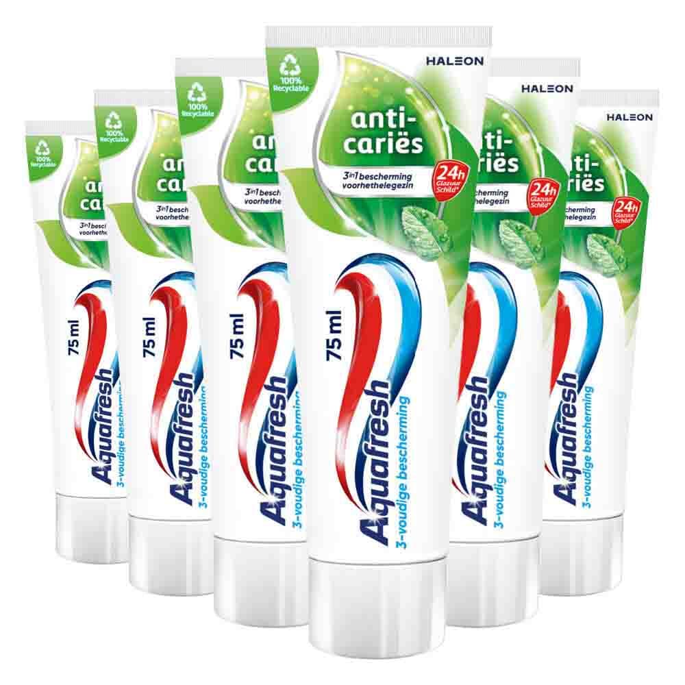 6x Aquafresh Tandpasta Anti-Caries 75 ml