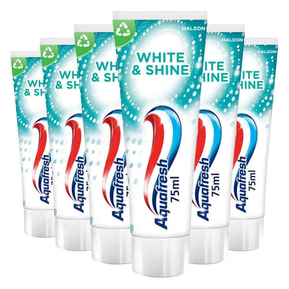 6x Aquafresh Tandpasta White&Shine 75 ml