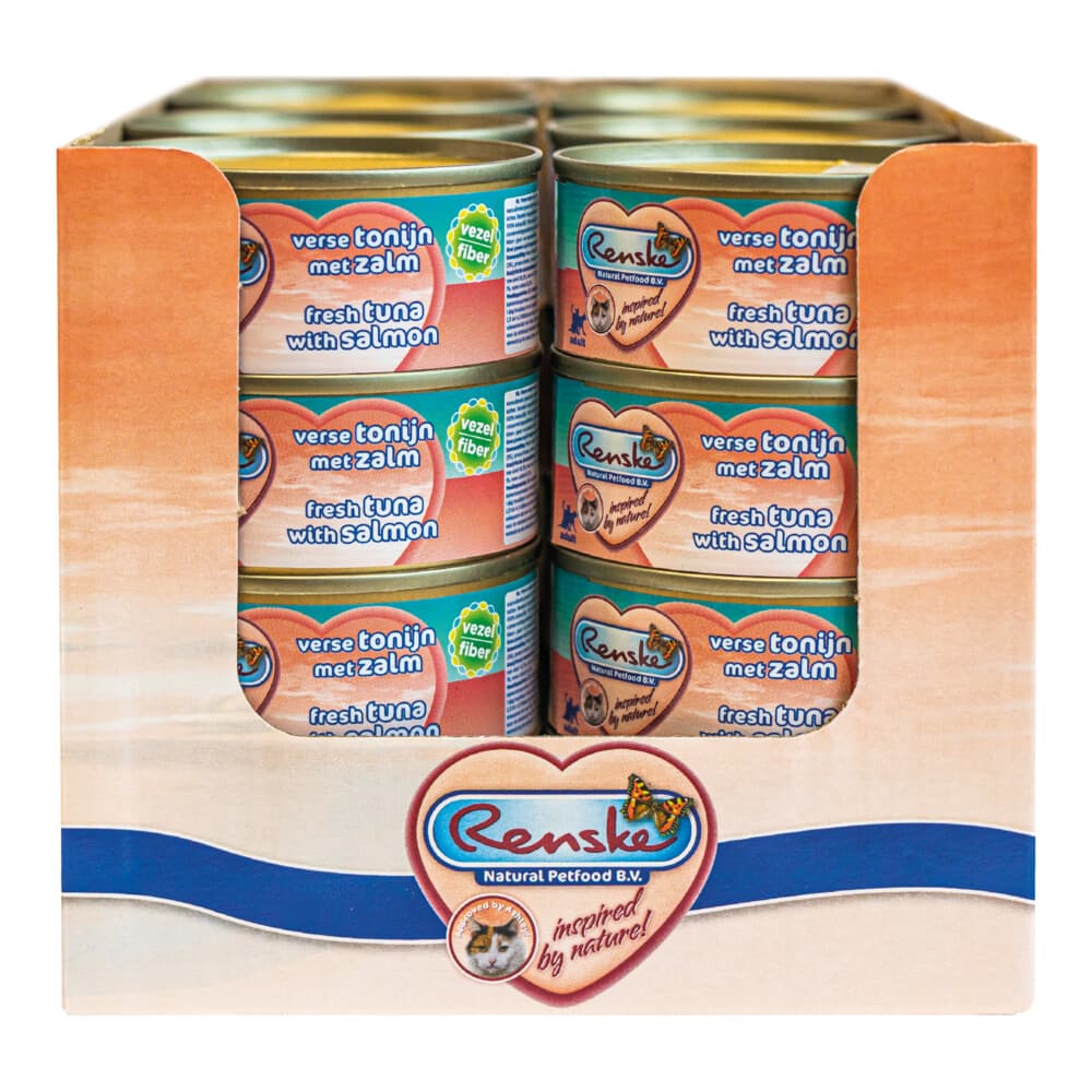 24x Renske Vezel Kattenvoer Nat Tonijn - Zalm 70 gr