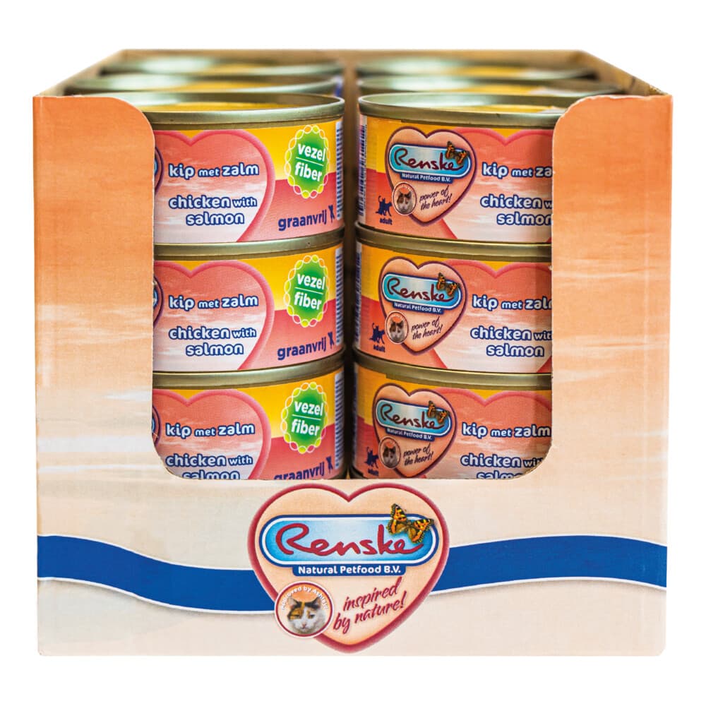 24x Renske Vezel Kattenvoer Nat Kip - Zalm 70 gr