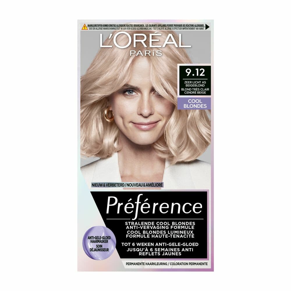1+1 gratis: L'Oréal Préférence Cool Blondes Permanente Haarkleuring 9.12 Siberia - Extra Licht As Beigeblond