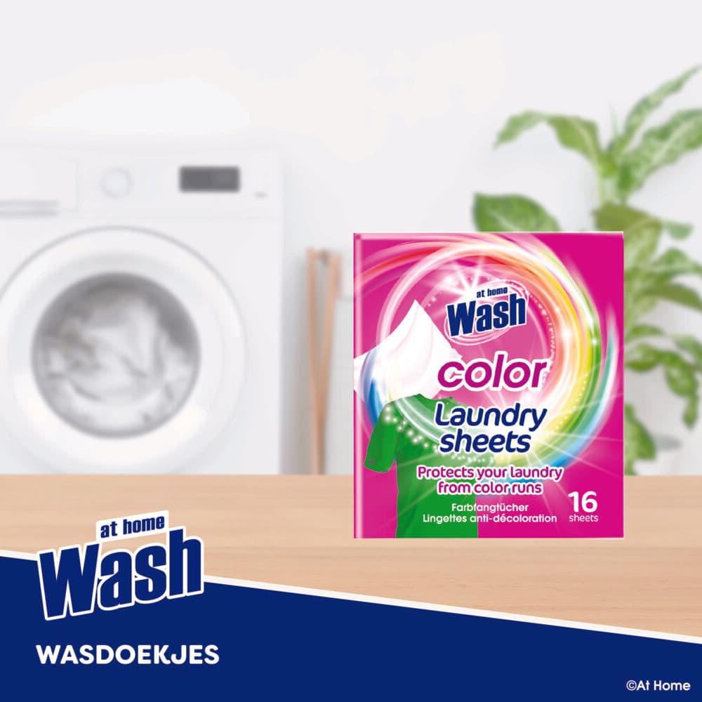 3x At Home Wasdoekjes Gekleurde Was 16 stuks