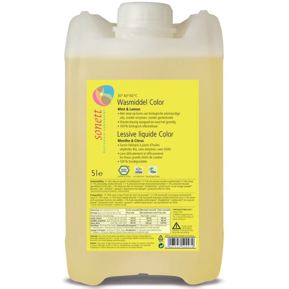 Sonett Wasmiddel Vloeibaar Color 67 Wasbeurten 5 liter