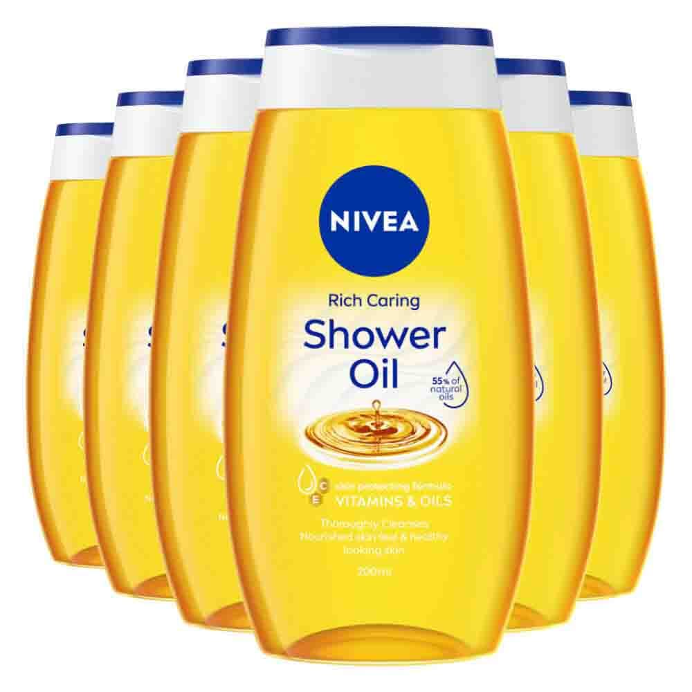6x NIVEA Doucheolie Rich Caring 200 ml