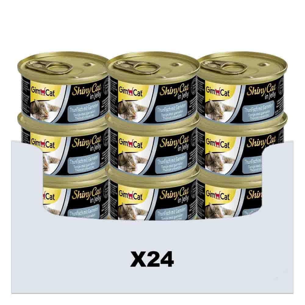 24x GimCat Shinycat in Jelly Tonijn&Garnalen 70 gr