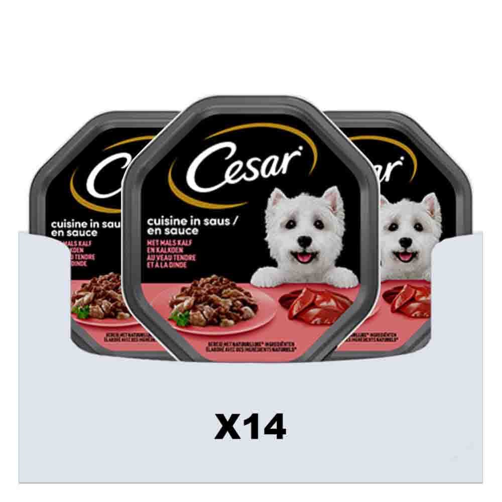 14x Cesar Cuisine in Saus Kuipje Kalf en Kalkoen 150 gr