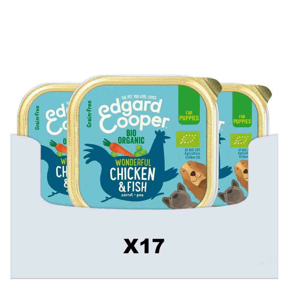 17x Edgard&Cooper Kuipje Vers Vlees Puppy Hondenvoer Bio Kip - Vis 100 gr