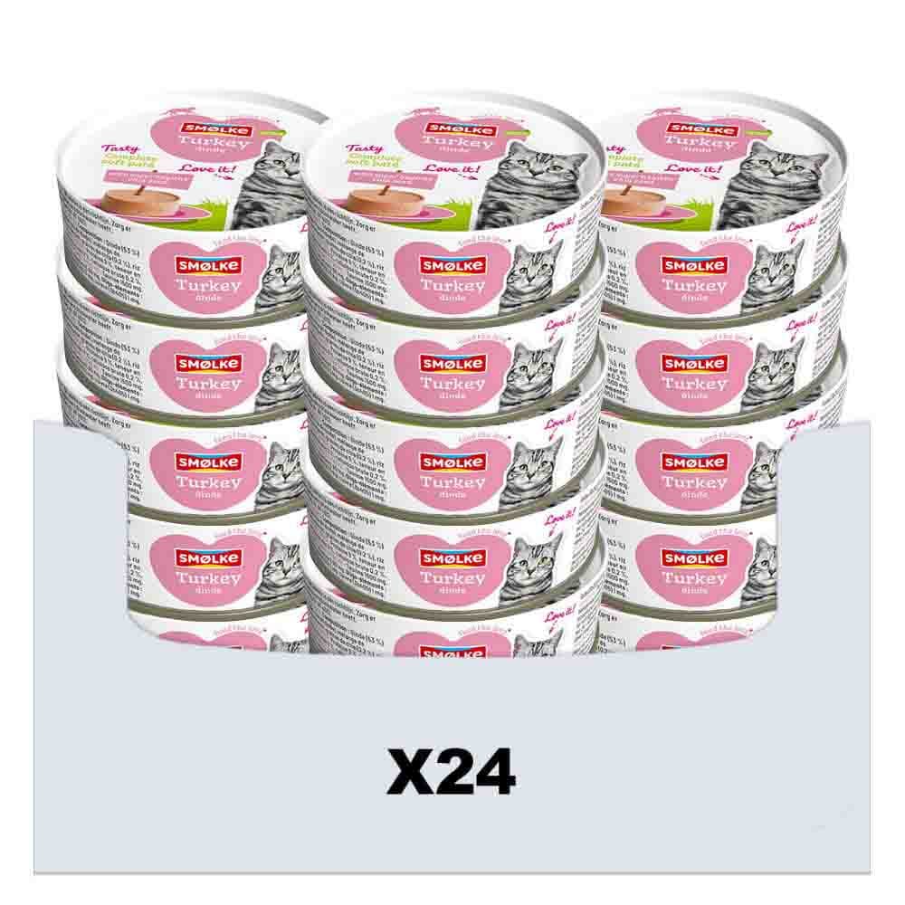 24x Smolke Kattenvoer Soft Paté Kalkoen 80 gr