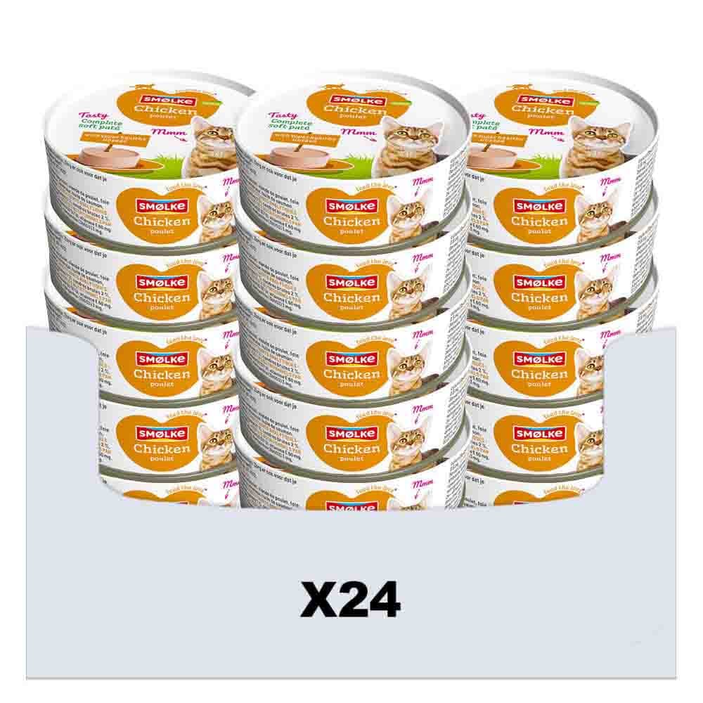 24x Smolke Kattenvoer Soft Paté Kip 80 gr