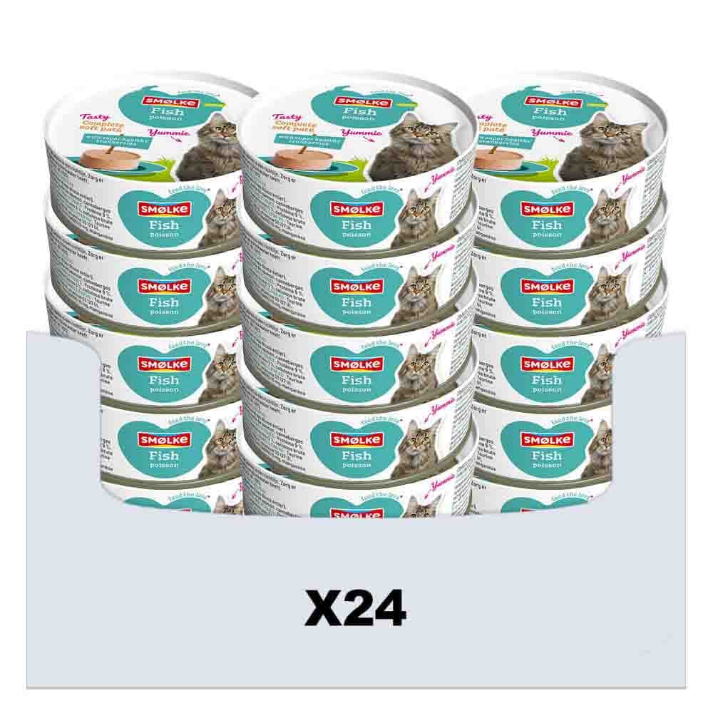 24x Smolke Kattenvoer Soft Paté Vis 80 gr