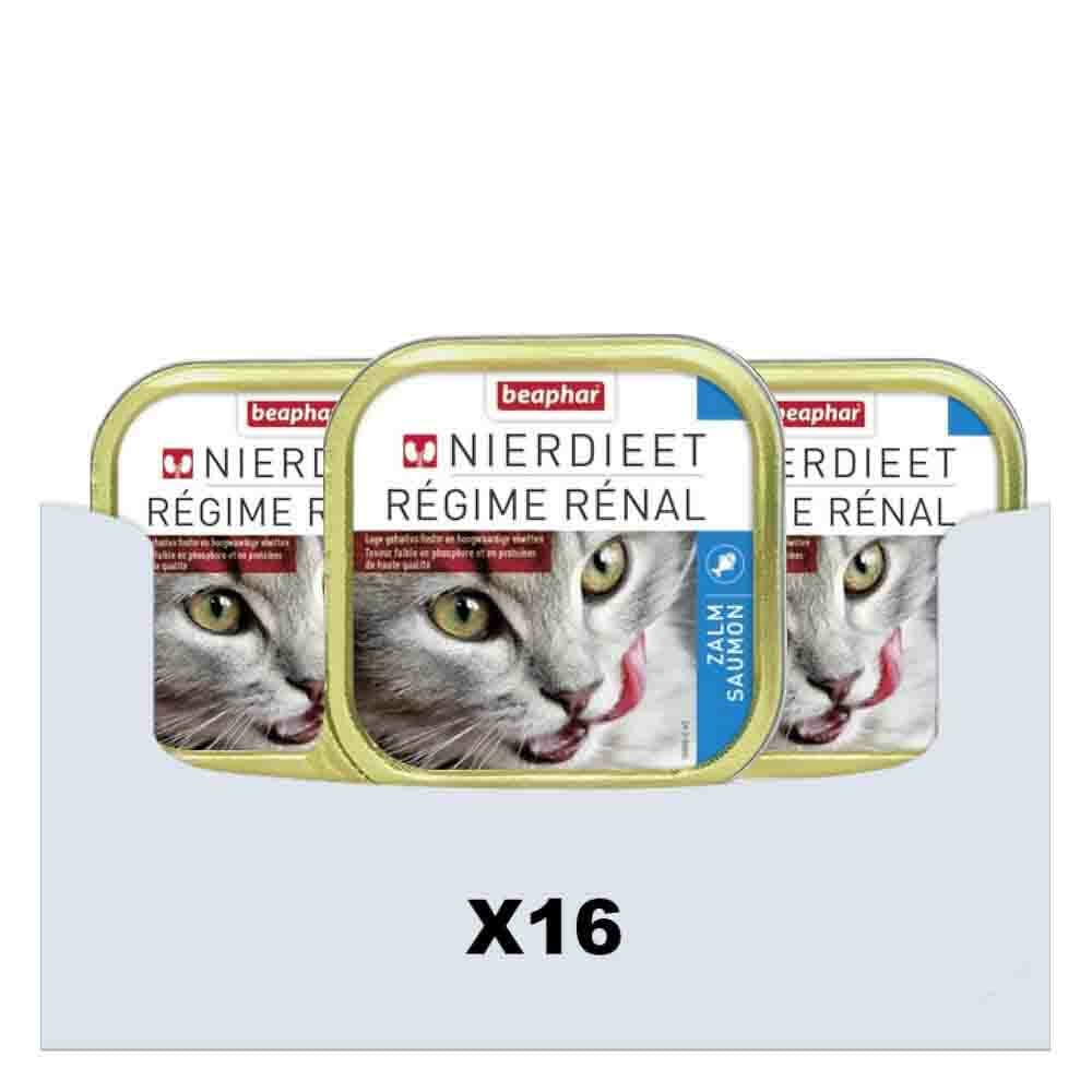 16x Beaphar Nierdieet Kattenvoer Nat Zalm 100 gr