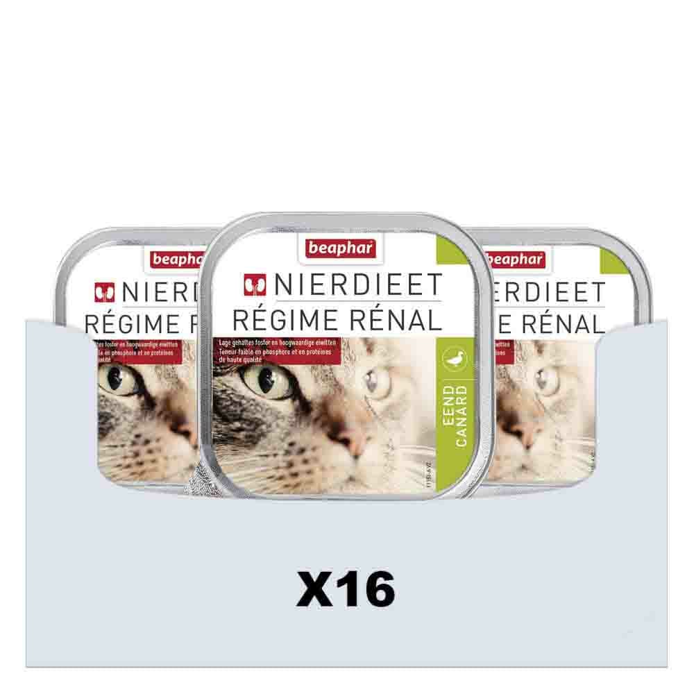 16x Beaphar Nierdieet Kattenvoer Nat Eend 100 gr