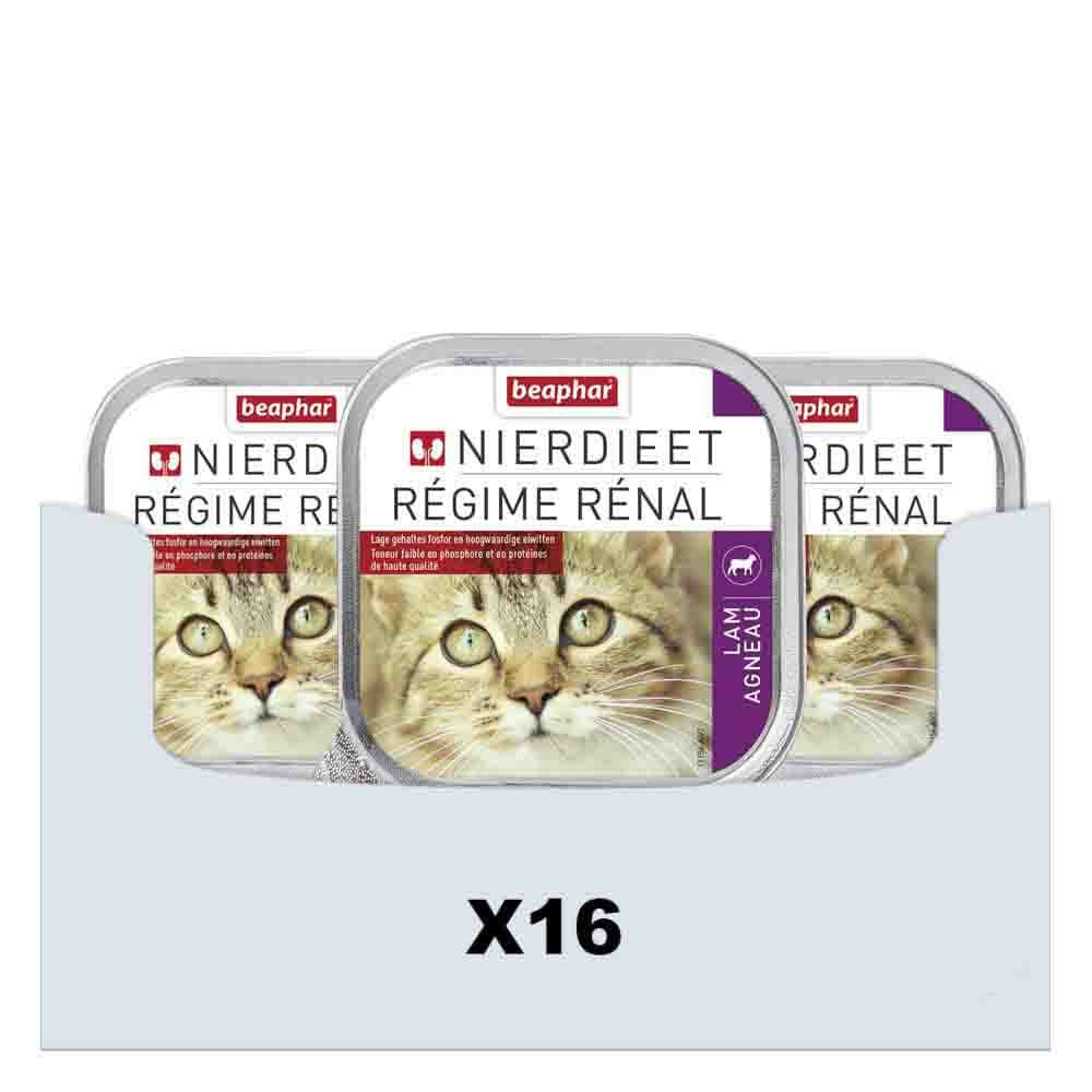 16x Beaphar Nierdieet Kattenvoer Nat Lam 100 gr
