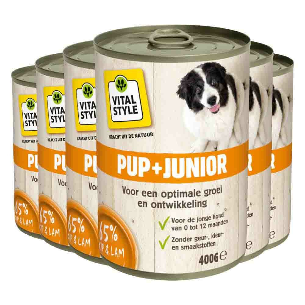 6x Vitalstyle Hondenvoer Blik Puppy - Junior 400 gr
