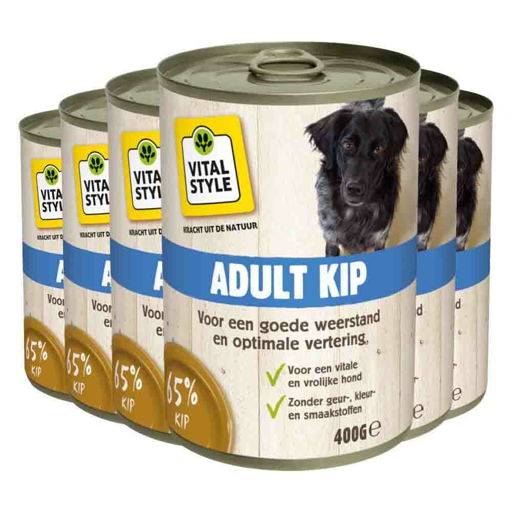 6x Vitalstyle Hondenvoer Blik Kip 400 gr
