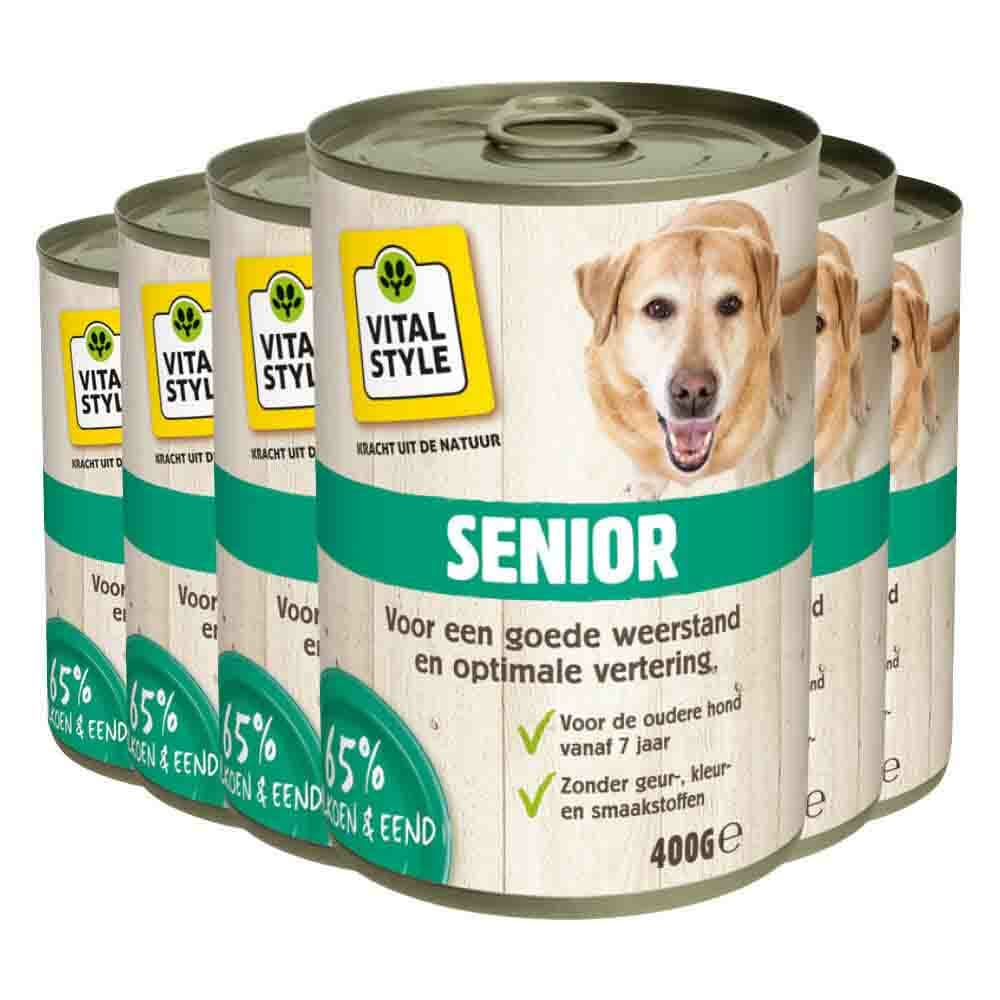 6x Vitalstyle Hondenvoer Blik Senior 400 gr