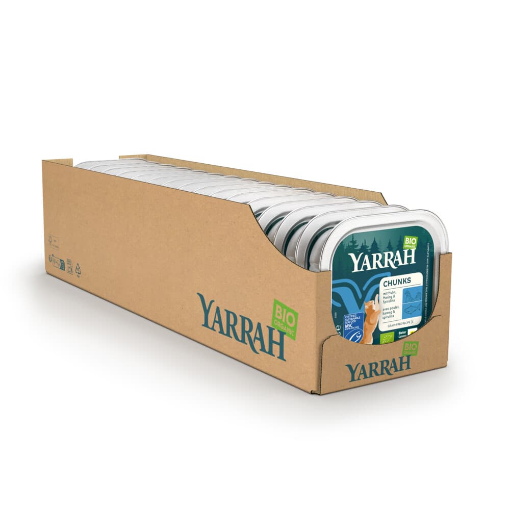 16x Yarrah Bio Kattenvoer Chunks Vis 100 gr