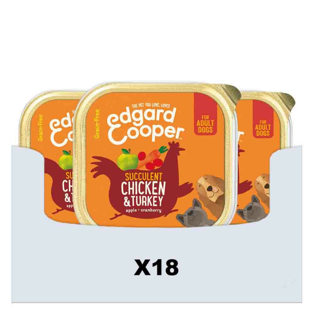 18x Edgard&Cooper Kuipje Vers Vlees Hondenvoer Kip - Kalkoen 300 gr