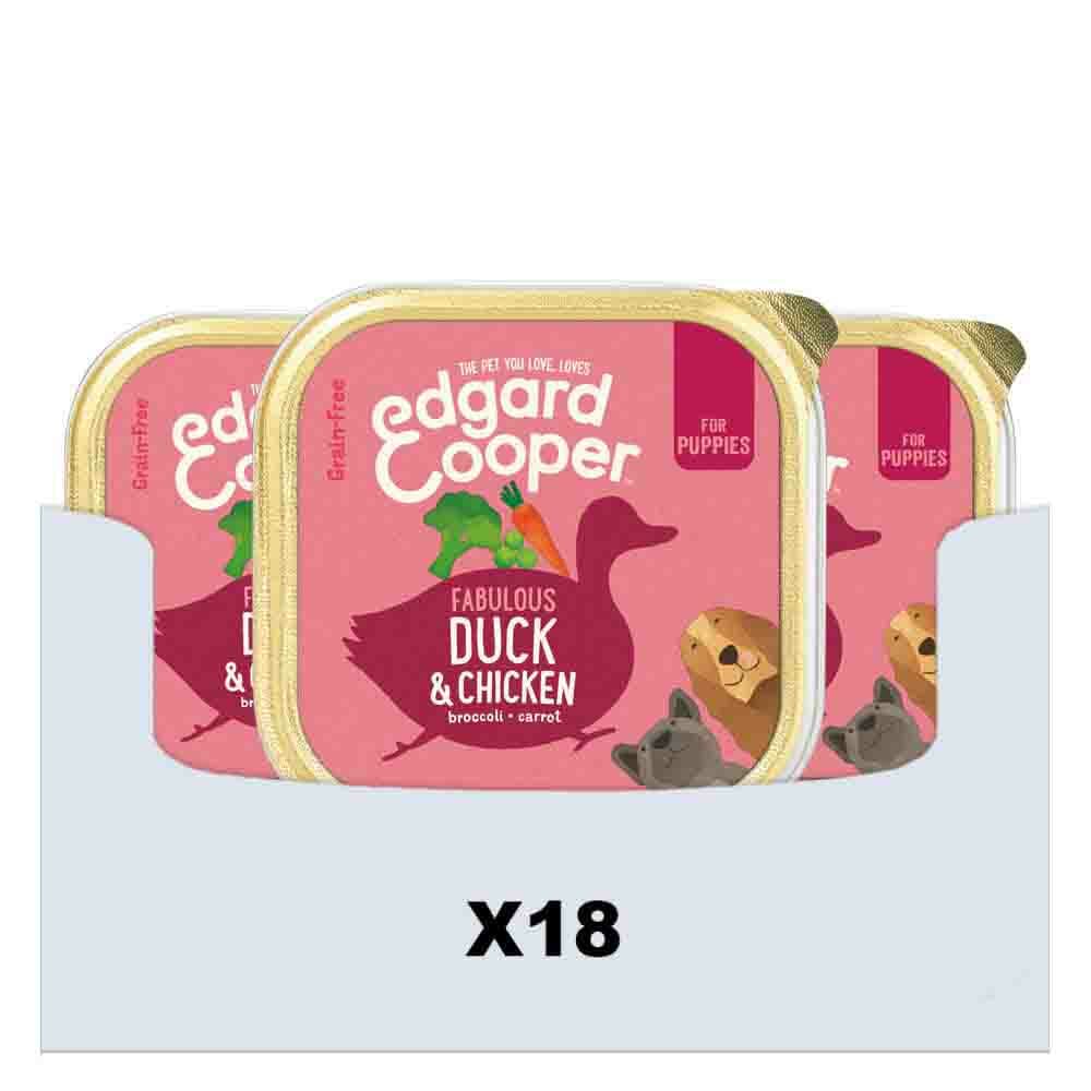 18x Edgard&Cooper Kuipje Vers Vlees Puppy Hondenvoer Eend - Kip 300 gr