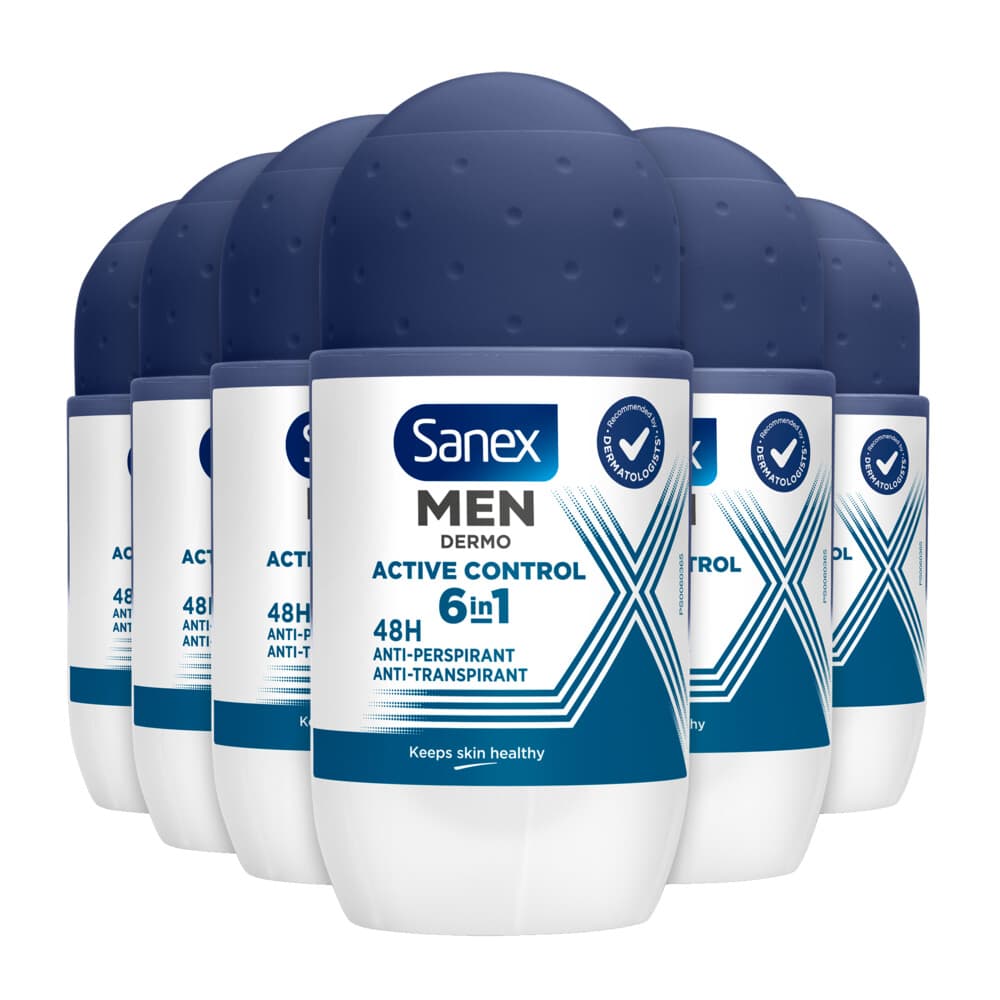 6x Sanex Deodorant Roller Men Active Control 50 ml