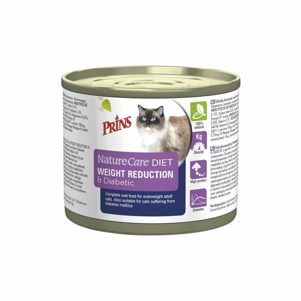 Prins NatureCare Diet Kattenvoer Nat Weight Reduction&Diabetic 200 gr