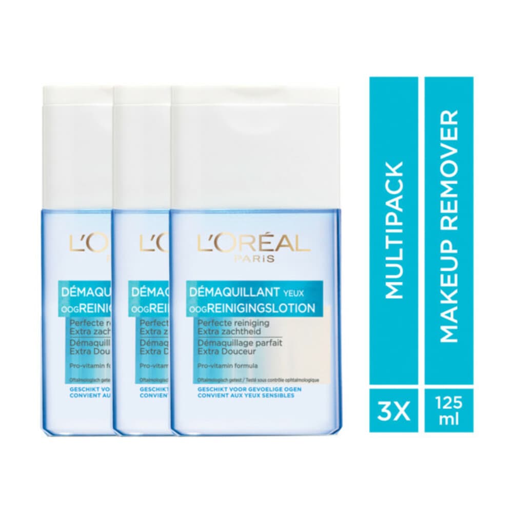 3x L'Oréal Dermo Expertise Waterproof Oogreinigingslotion 125 ml