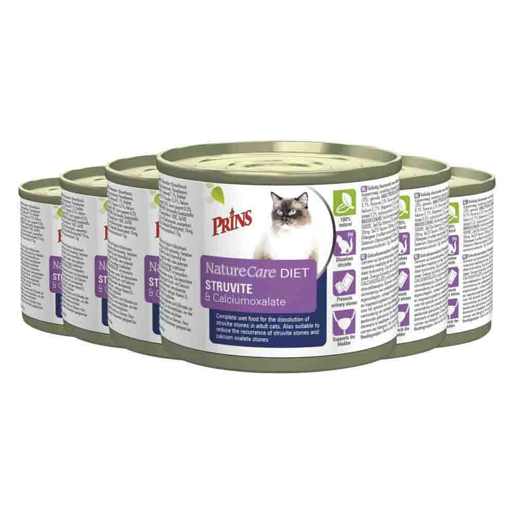 6x Prins NatureCare Diet Kattenvoer Nat Struvite&Calciumoxalate 200 gr