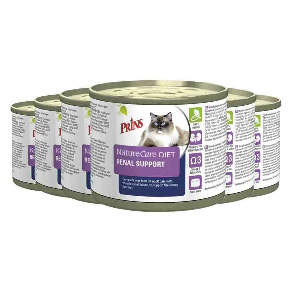 6x Prins NatureCare Diet Kattenvoer Nat Renal Support 200 gr
