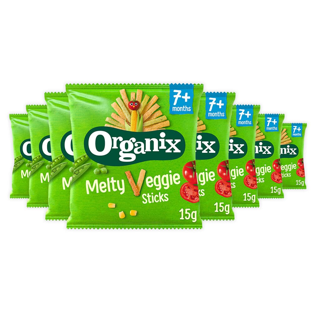 2e halve prijs: 8x Organix Baby Knabbels 7+m Groentesticks 15 gr