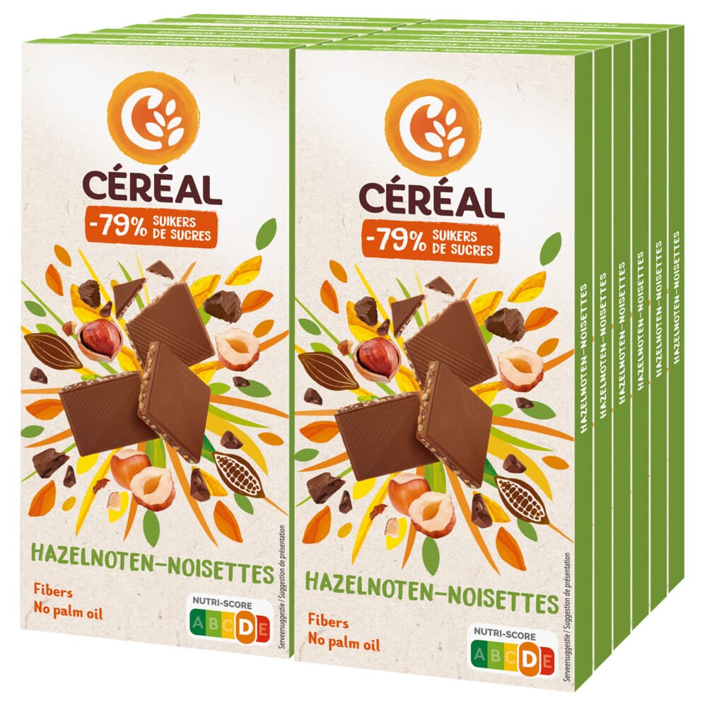 10x Céréal Melkchocolade Tablet Hazelnoot Glutenvrij en Lactosevrij 100 gr