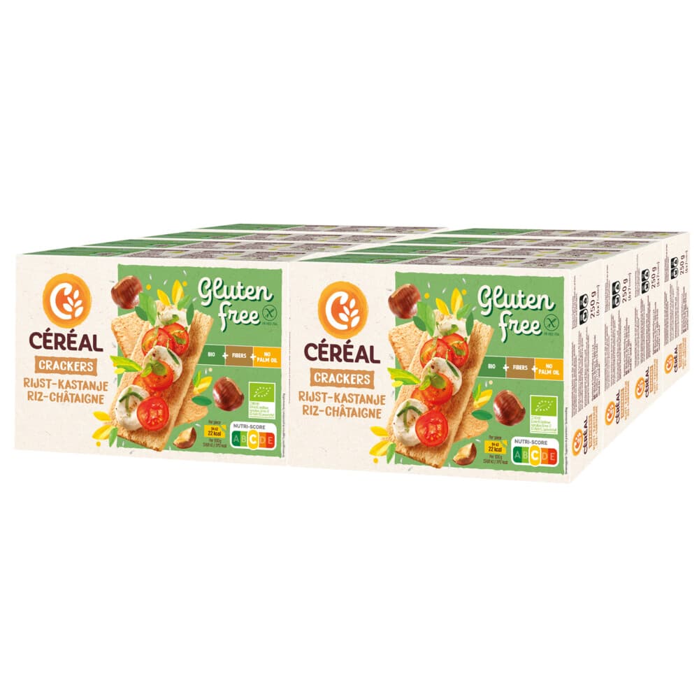 8x Céréal Crackers Rijst&Kastanje Glutenvrij en Lactosevrij 250 gr