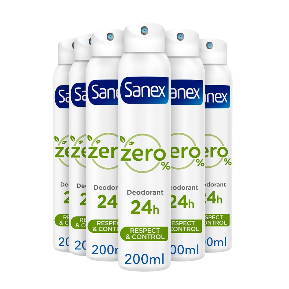 6x Sanex Deodorant Spray Zero% Normal Skin 200 ml