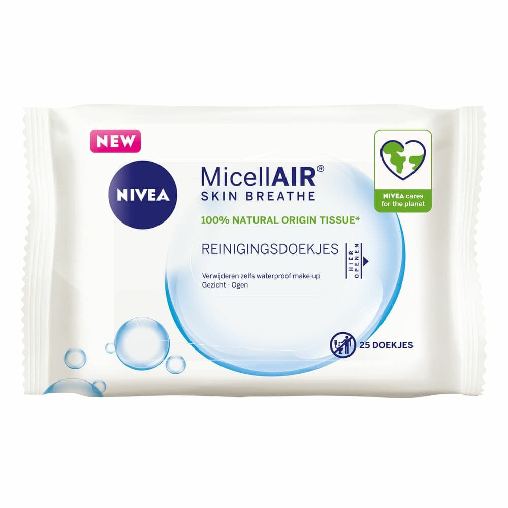 1+1 gratis: NIVEA Reinigingsdoekjes Micellair 25 stuks