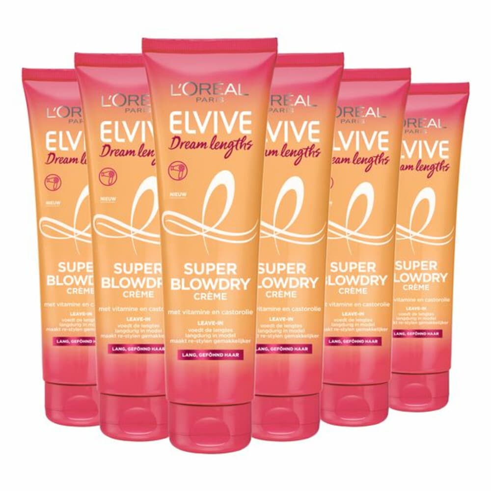 6x L'Oréal Elvive Dream Lengths Blowdry Cream 150 ml