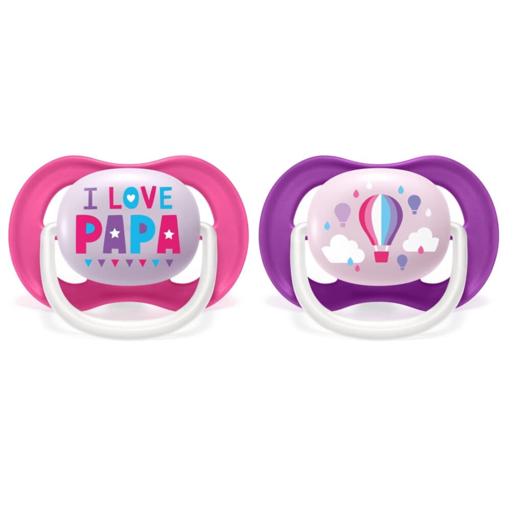 Philips Avent Fopspeen Ultra Air 6-18 mnd I Love Papa Roze 2 stuks